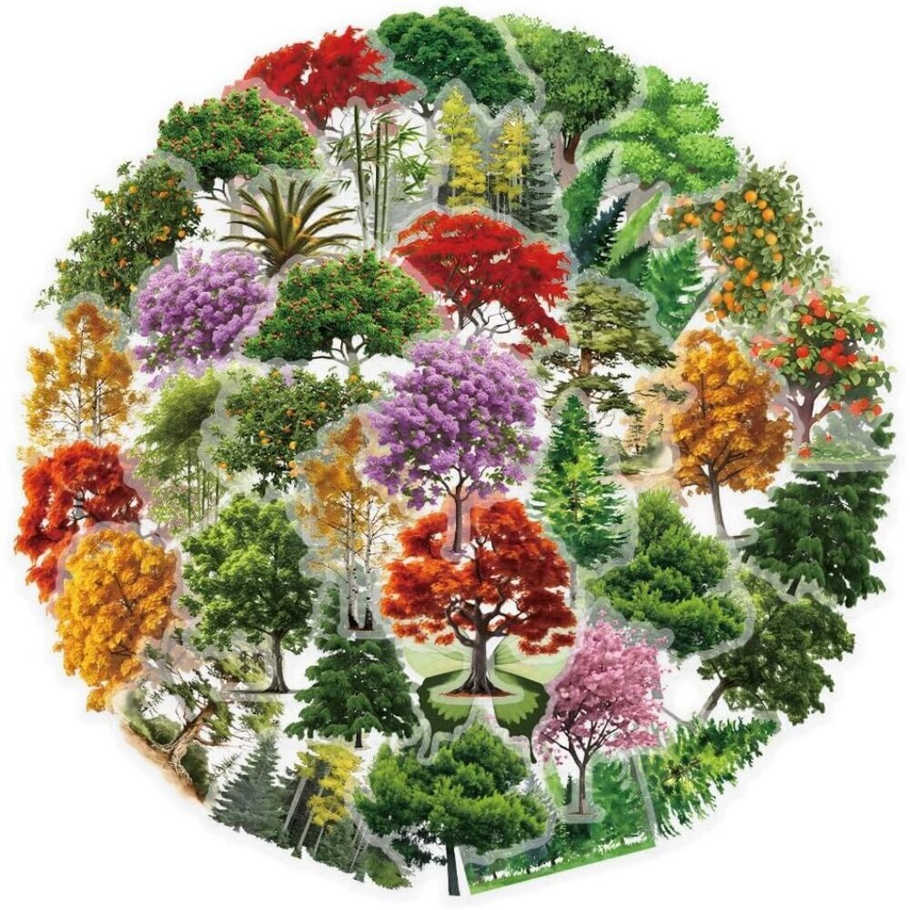Forests & Trees Stickers for Teens Boy Girls Kids|50 Pcs|Clear PET Waterproof